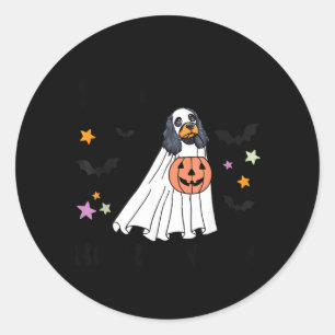 Black And Tan Cocker Spaniel Boo Dog Costume Happy Classic Round Sticker