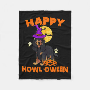 Black And Tan Cocker Spaniel Dog Witch Halloween Fleece Blanket