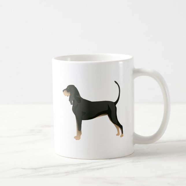 Black and Tan Coonhound Basic Breed Customisable Coffee Mug (Right)