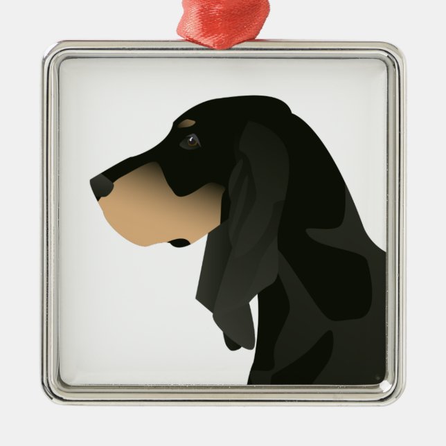 Black and Tan Coonhound Basic Breed Customisable Metal Tree Decoration (Front)