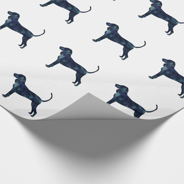 Black and Tan Coonhound Black Watercolor Wrapping Paper (Corner)