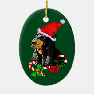 Black and Tan Coonhound Christmas Ceramic Tree Decoration
