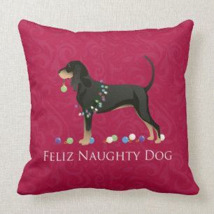 Black and Tan Coonhound Christmas Cushion