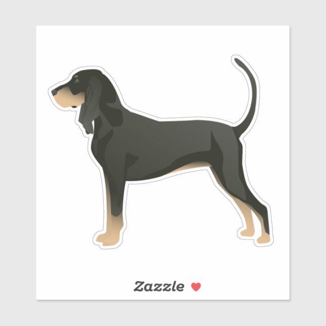 Black and Tan Coonhound Dog Side View Silhouette (Sheet)