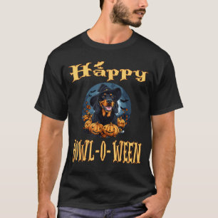 Black And Tan Coonhound Dog Whitch Hat Halloween T-Shirt