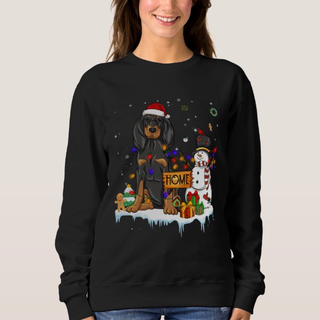 Black And Tan Coonhound Dog With Santa Hat Christm Sweatshirt (Front)
