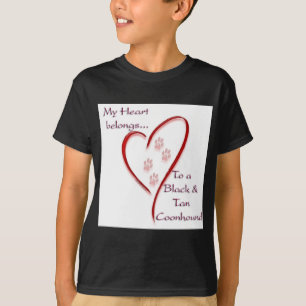 Black and Tan Coonhound Heart Belongs T-Shirt