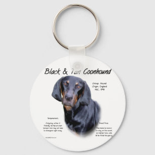 Black and Tan Coonhound History Design Key Ring
