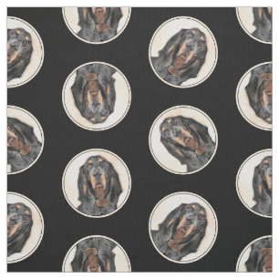 Black and Tan Coonhound Painting Original Dog Art Fabric