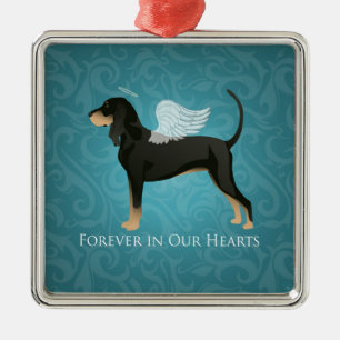 Black and Tan Coonhound Pet Dog Memorial Angel Metal Ornament