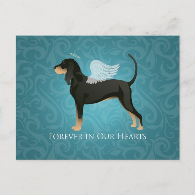 Black and Tan Coonhound Pet Dog Memorial Angel Postcard (Front)