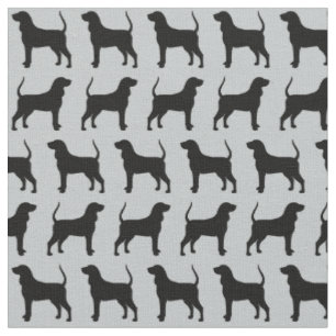 Black and Tan Coonhound Silhouettes Pattern Fabric
