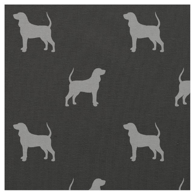 Black and Tan Coonhound Silhouettes Patterned Fabric (Close Up)