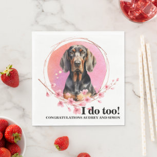 Black and Tan Coonhound Wedding Napkins with Photo
