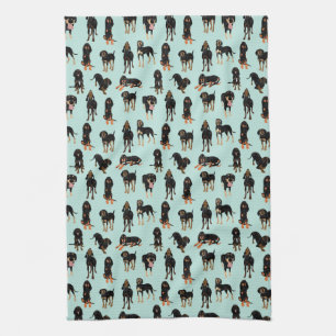 Black and Tan Coonhounds Kitchen Towel