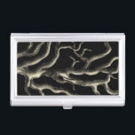 Black and Tan Coral Business Card Holder<br><div class="desc">Go underwater to explore the sea with all these different sea creatures and see all the tan coral. This vintage piece of art is a perfect addition to any sea exploring lovers with a black background. Get your art print today on your product.</div>