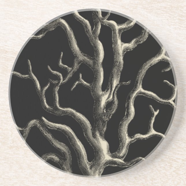 Black and Tan Coral Coaster (Front)