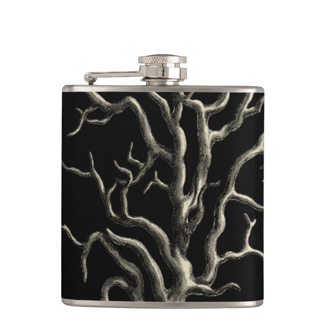 Black and Tan Coral Hip Flask (Front)