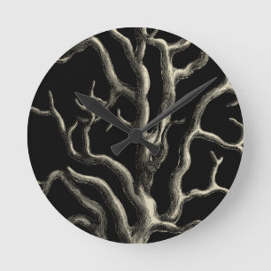 Black and Tan Coral Round Clock