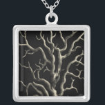Black and Tan Coral Silver Plated Necklace<br><div class="desc">Go underwater to explore the sea with all these different sea creatures and see all the tan coral. This vintage piece of art is a perfect addition to any sea exploring lovers with a black background. Get your art print today on your product.</div>