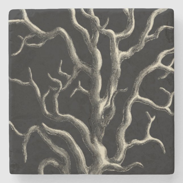 Black and Tan Coral Stone Coaster (Front)