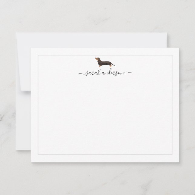 Black and Tan Dachshund Border Personalised Card (Front)