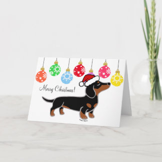 Black and Tan Dachshund Christmas Posing Holiday Card