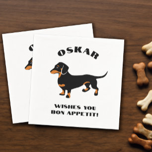 Black and Tan Dachshund Doxie Dog Custom Text Napkin