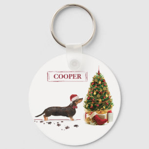 Black and Tan Dachshund Funny Christmas Dog Key Ring