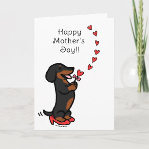 Black and Tan Dachshund Mother's Day Hearts Card