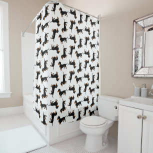 Black and Tan Dachshund Pattern Shower Curtain