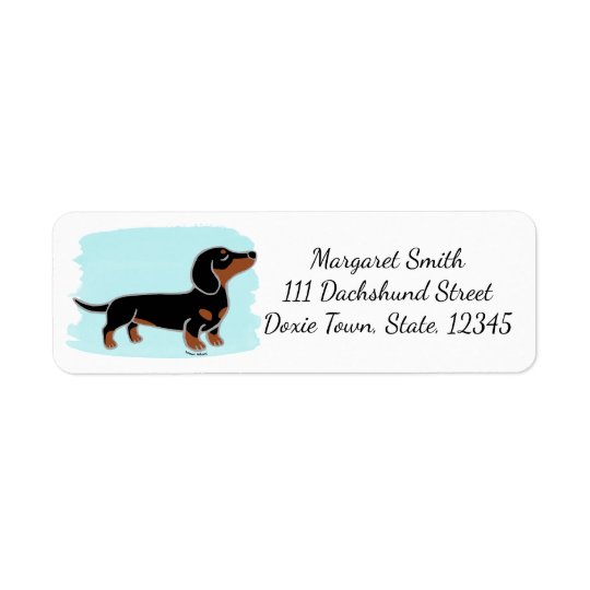 Black and Tan Dachshund Posing Watercolor Return Address Label