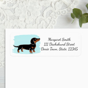 Black and Tan Dachshund Posing Watercolor Return Address Label