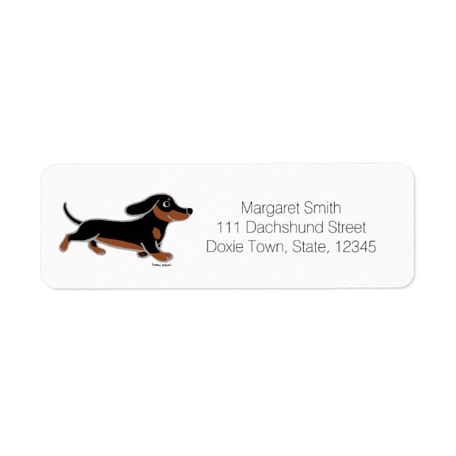 Black and Tan Dachshund Running Return Address Label (Front)