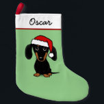Black and Tan Dachshund Santa Cute Wiener Dog Small Christmas Stocking<br><div class="desc">Black and Tan Dachshund Lover’s Christmas Stocking. Everyone wants to be included in the seasonal festivities and our beloved pets are no exception. Treat your four legged family member with a custom Xmas stocking. This funny dog Christmas stocking is great for both wiener dogs and weenie dog lovers. Visit Jenn’s...</div>