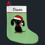 Black and Tan Dachshund Santa Cute Wiener Dog Small Christmas Stocking<br><div class="desc">Black and Tan Dachshund Lover’s Christmas Stocking. Everyone wants to be included in the seasonal festivities and our beloved pets are no exception. Treat your four legged family member with a custom Xmas stocking. This funny dog Christmas stocking is great for both wiener dogs and weenie dog lovers. Visit Jenn’s...</div>