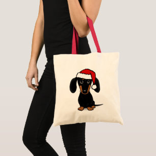 Black and Tan Dachshund Santa Cute Wiener Dog Tote Bag