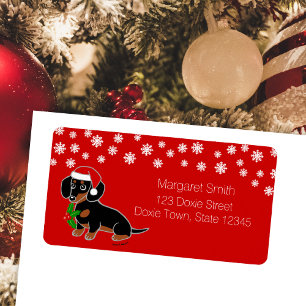 Black and Tan Dachshund Santa Labels