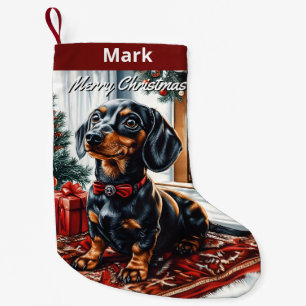 Black and Tan Dachshund Small Christmas Stocking