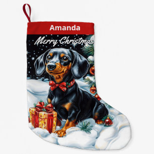 Black and Tan Dachshund Small Christmas Stocking