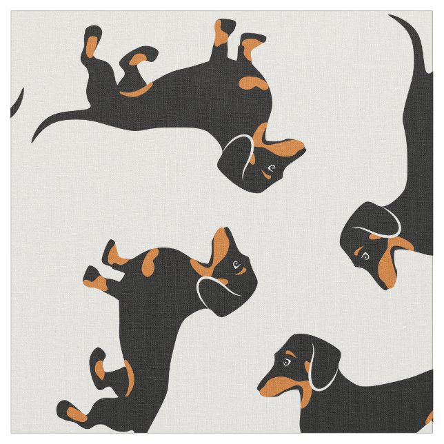 Black and Tan Dachshunds Fabric (Close Up)