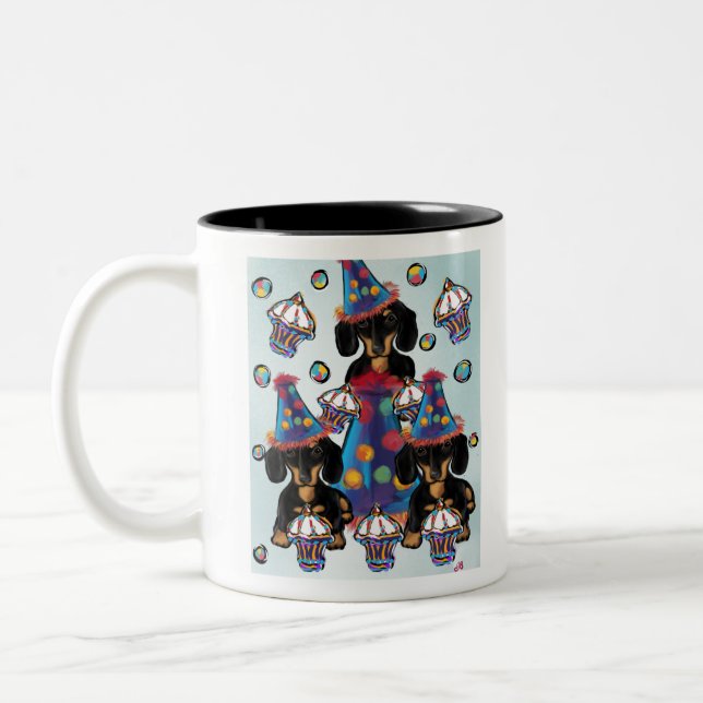 Black and Tan Dachshunds Two-Tone Coffee Mug (Left)
