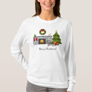 Black And Tan Dapple Long Hair Dachshund Christmas T-Shirt