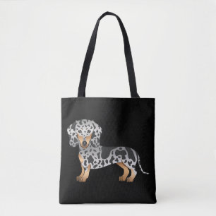 Black And Tan Dapple Short Hair Dachshund - Black Tote Bag