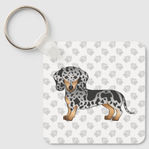 Black And Tan Dapple Short Hair Dachshund Cute Dog Key Ring