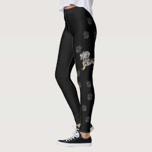 Black And Tan Dapple Short Hair Dachshund & Paws Leggings