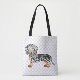 Black And Tan Dapple Short Hair Dachshund & Paws Tote Bag