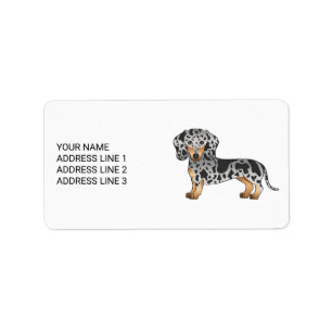 Black And Tan Dapple Short Hair Dachshund & Text Label