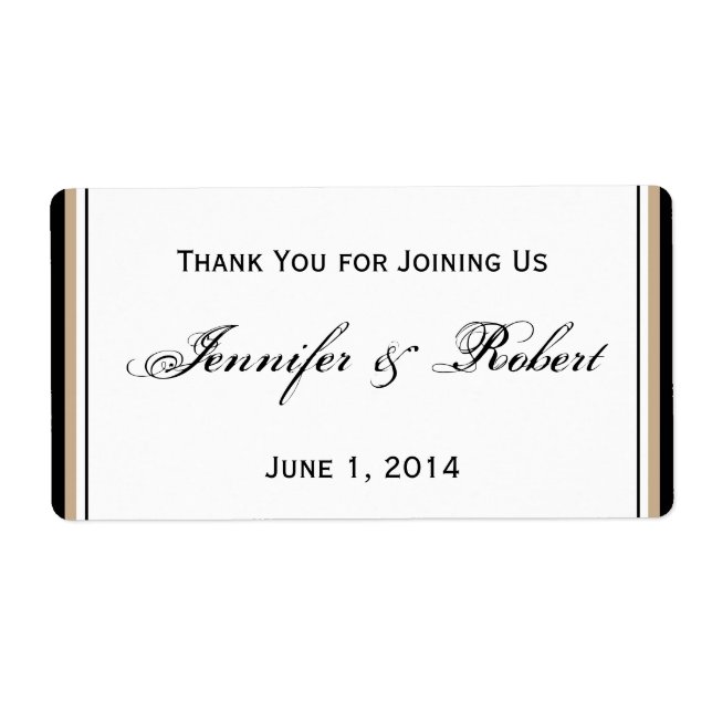 Black and Tan Diamond Frame Water Bottle Label (Front)