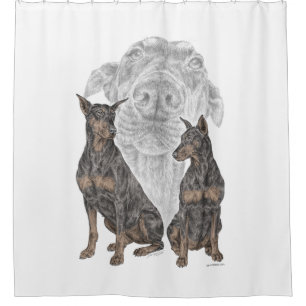 Black and Tan Doberman Dogs Shower Curtain